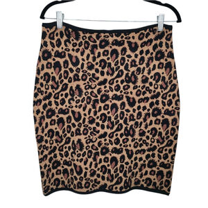 Pink Tartan Leopard Print Pencil Skirt Size Large